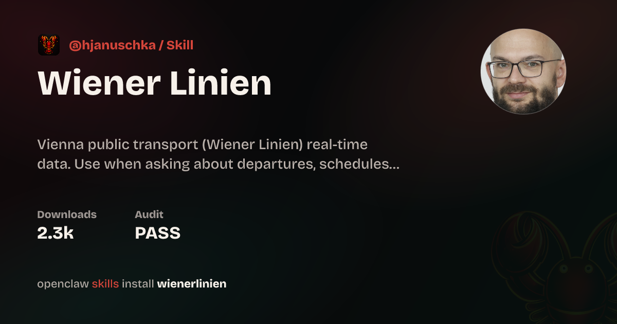 Wiener Linien skill on ClawHub